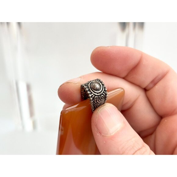 Carnelian Agate Stone Rectangular Geometric Shaped Large Silver Vintage Pendant - Picture 11 of 12